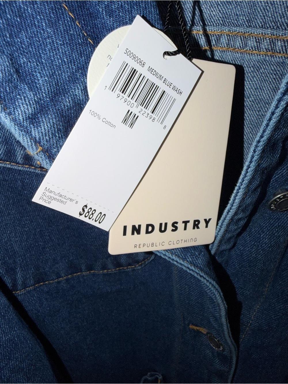 Industry Denim Utility Jacket Belted Blue Wash Lightweight Size M - Picture 7 of 11